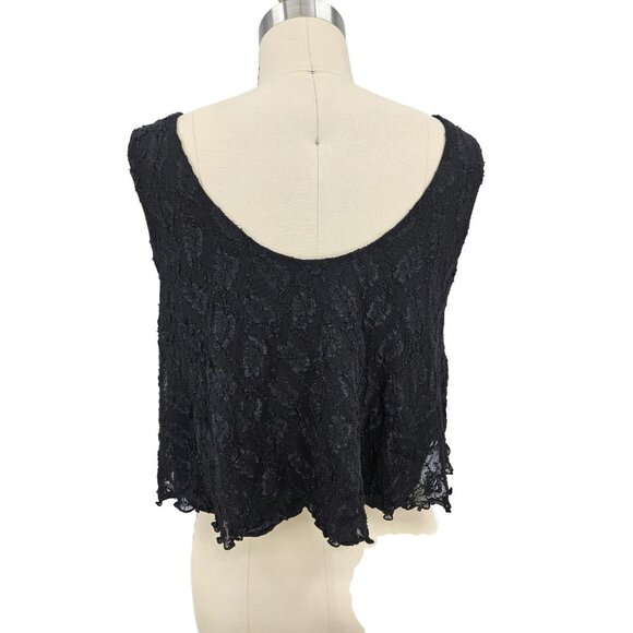 VTG New Florencia Fiume Lace Crop Tank Top Womens M? Black - Picture 3 of 4